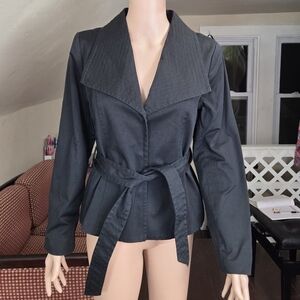 Victor Costa Occasion Black Belted Peplum Jacket Blazer Size S